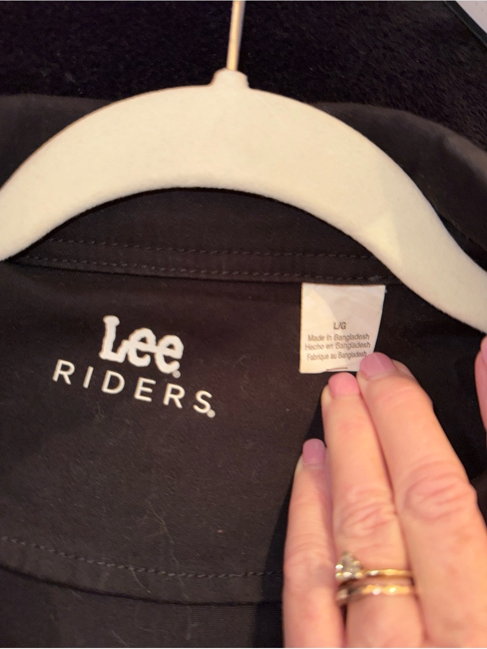 Lee Riders Black Denim Jacket Stretch Trucker Button Front Women’s Large Casual - Picture 2 of 8
